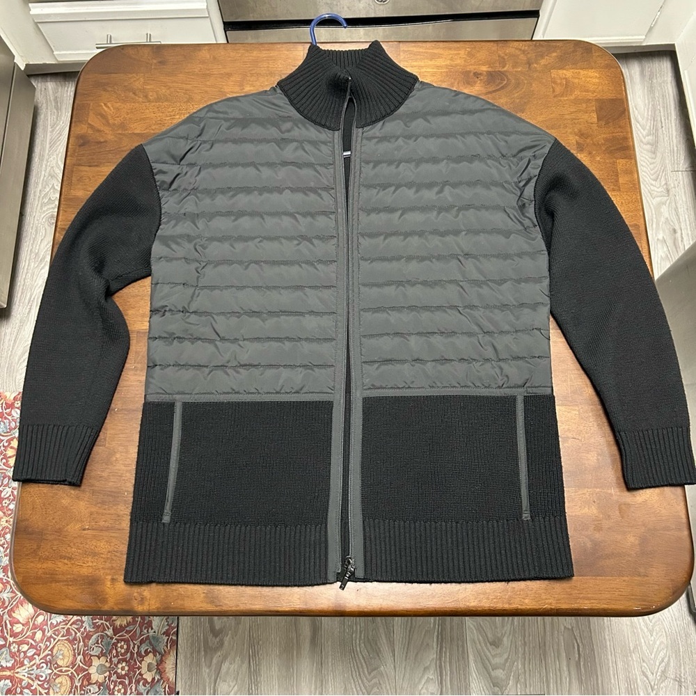 Lafayette 148 New York Quilted Jacket Wool Sleeves in Black Size M